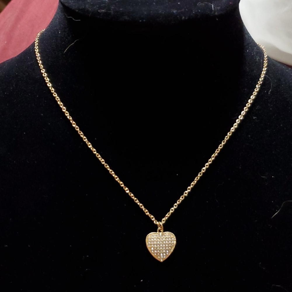 Crystal Encrusted Gold Heart Necklace